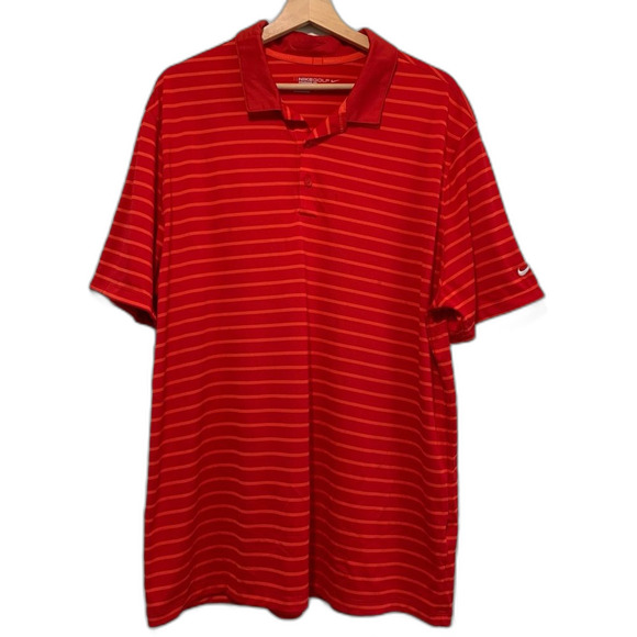 Nike Golf Standard Fit Dri-Fit red stripe polo shirt size xl - Picture 1 of 6